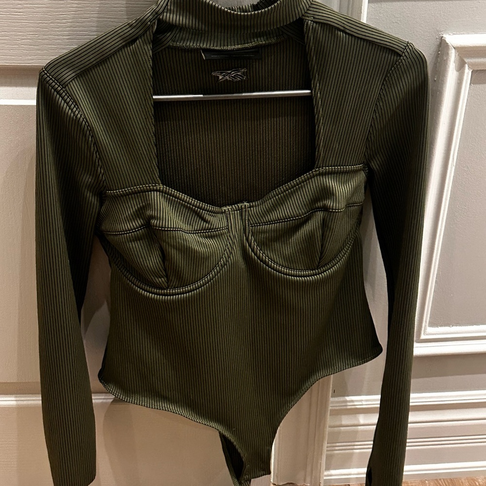 Reebok Cardi B Green Fitted Bustier Bodysuit